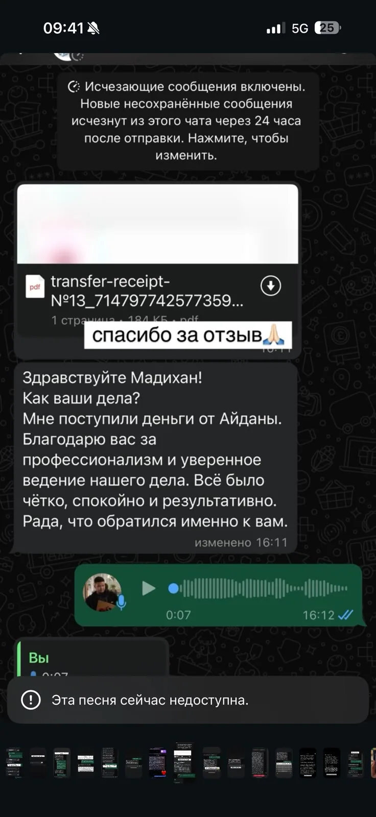 Отзыв клиента №5 — скриншот переписки