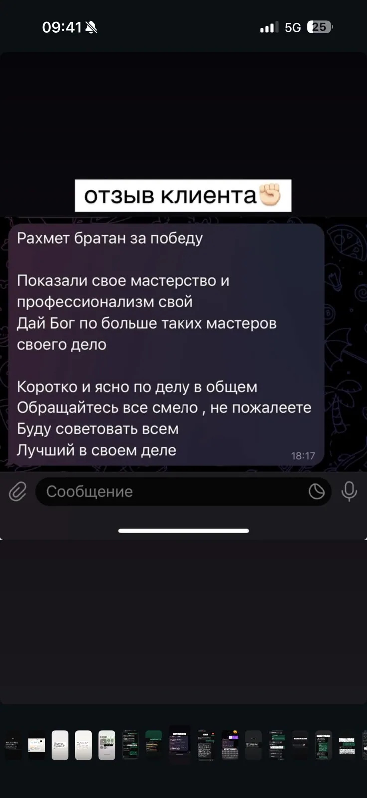 Отзыв клиента №12 — скриншот переписки