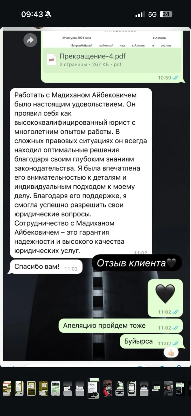 Отзыв клиента №22 — скриншот переписки