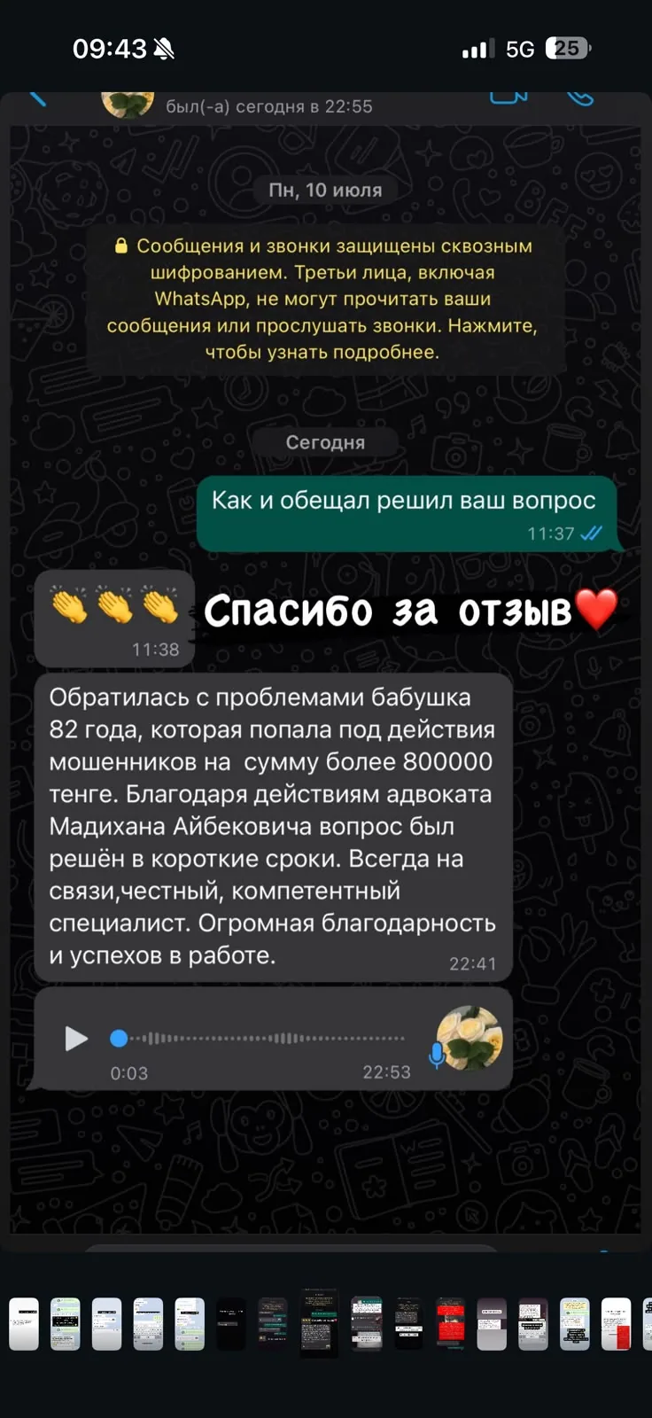 Отзыв клиента №25 — скриншот переписки